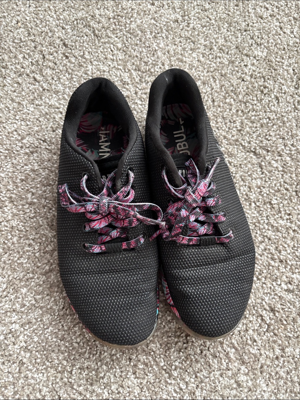 NOBULL Black Knit Women's Sneakers with Pink Accents